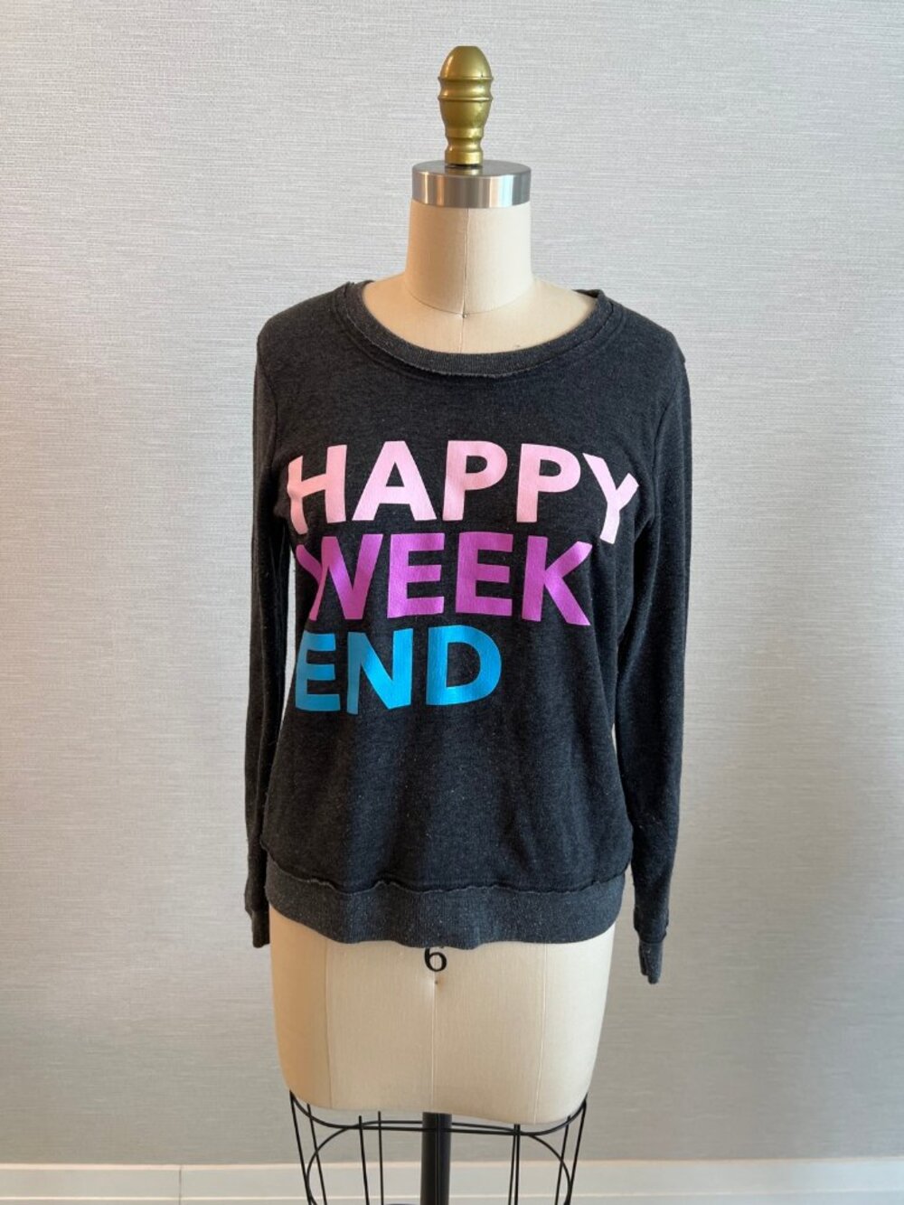 Chaser Charcoal Happy Weekend Graphic Sweatshirt XS